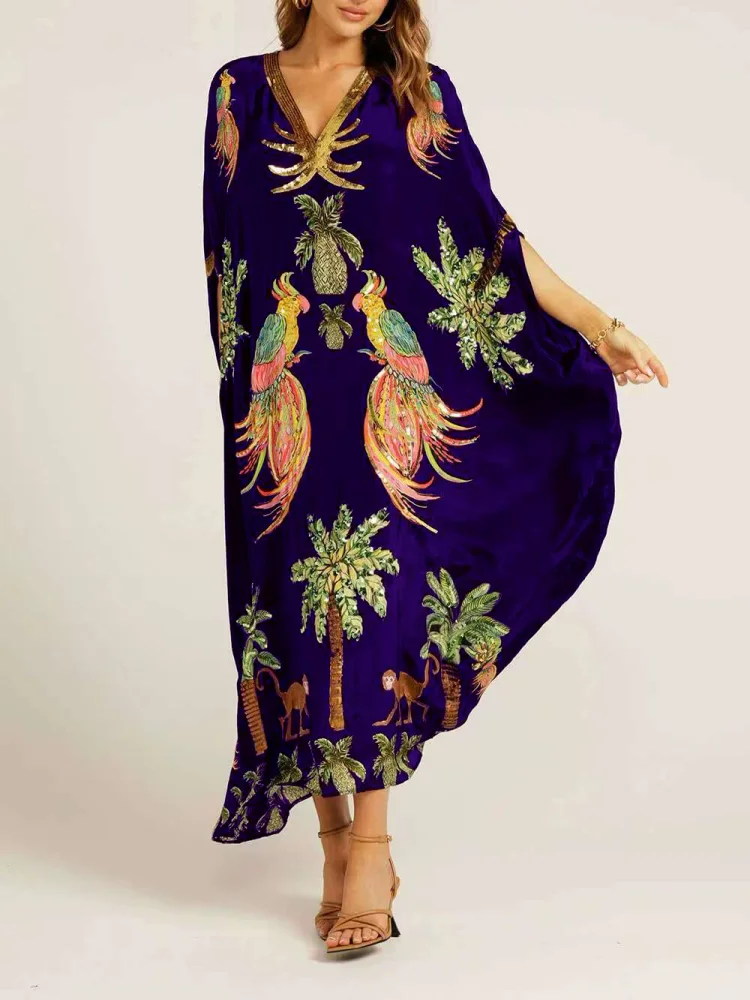 Tropical Paradise Embroidered Kaftan