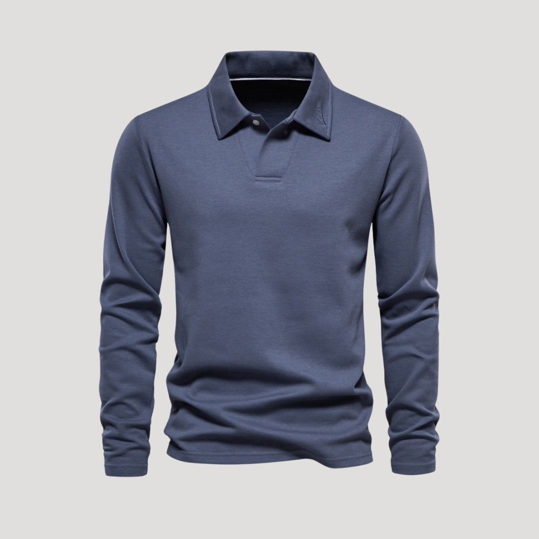 Men's long sleeve cotton polo shirt