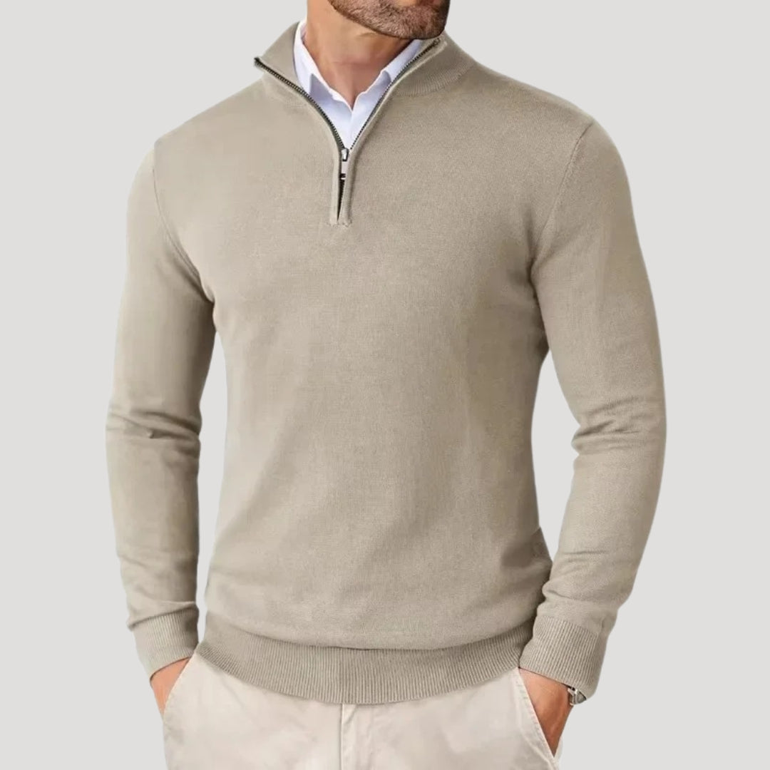 Men's premium knit quarter-zip sweater