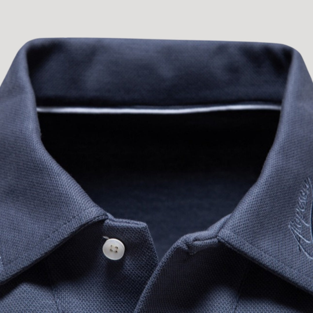 Men's long sleeve cotton polo shirt