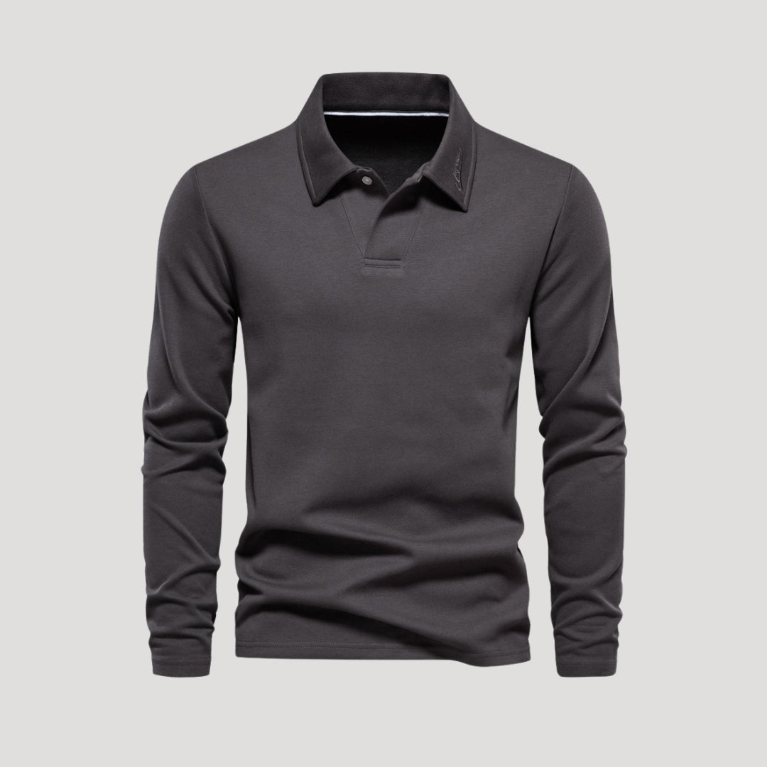 Men's long sleeve cotton polo shirt