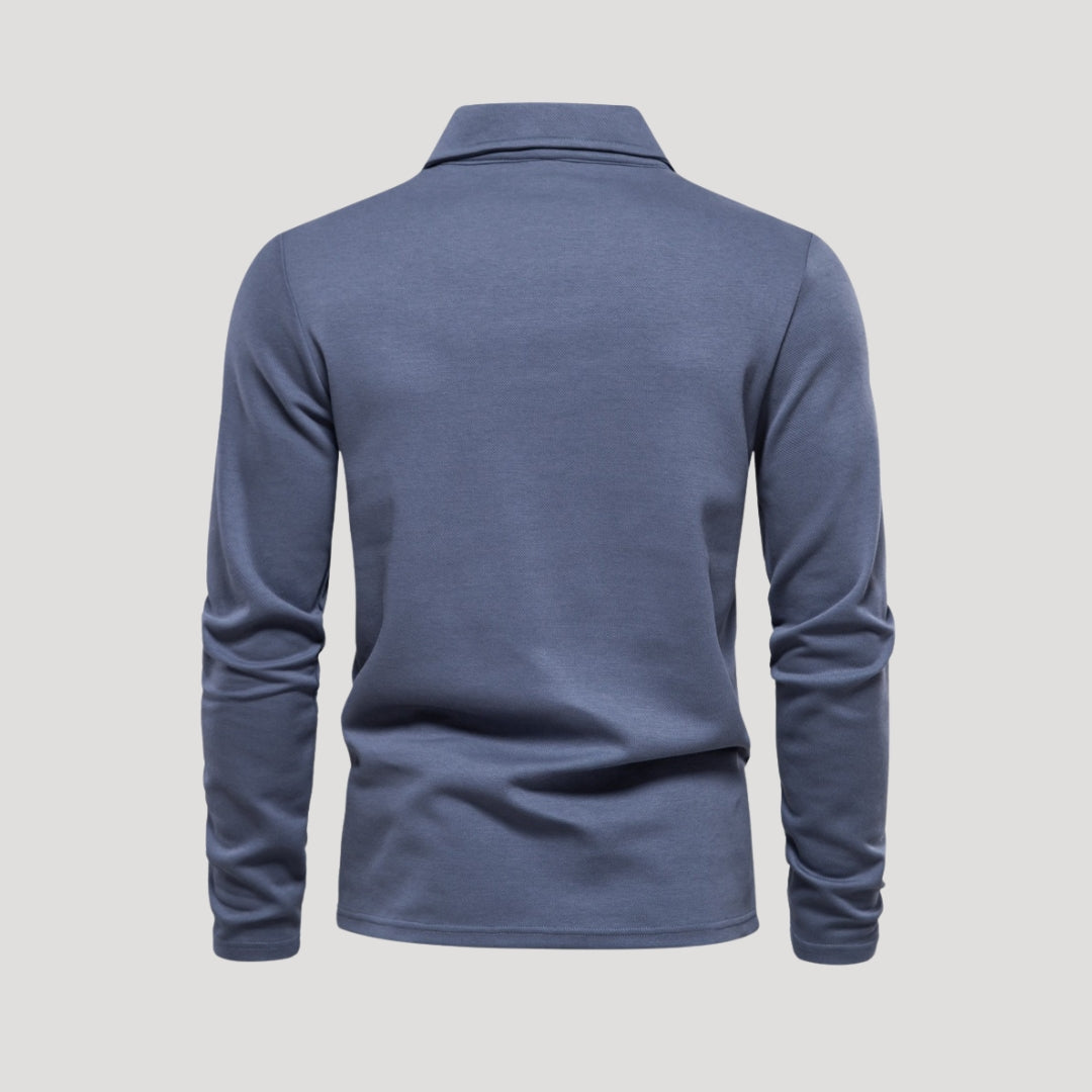 Men's long sleeve cotton polo shirt