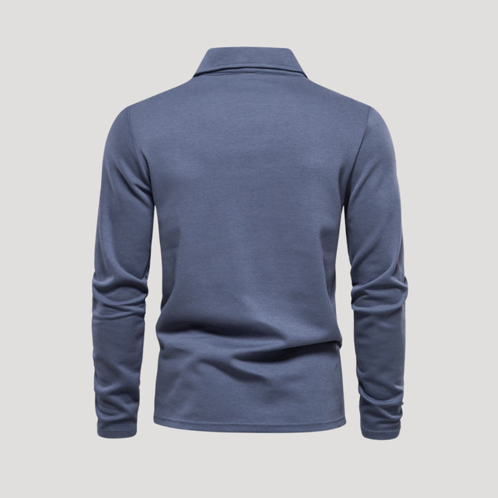Men's long sleeve cotton polo shirt
