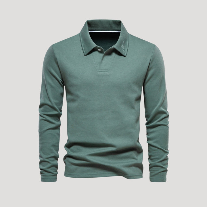 Men's long sleeve cotton polo shirt