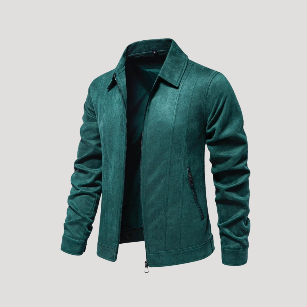 Men's classic faux suede bomber jacket