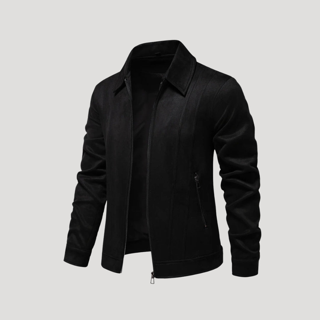 Men's classic faux suede bomber jacket
