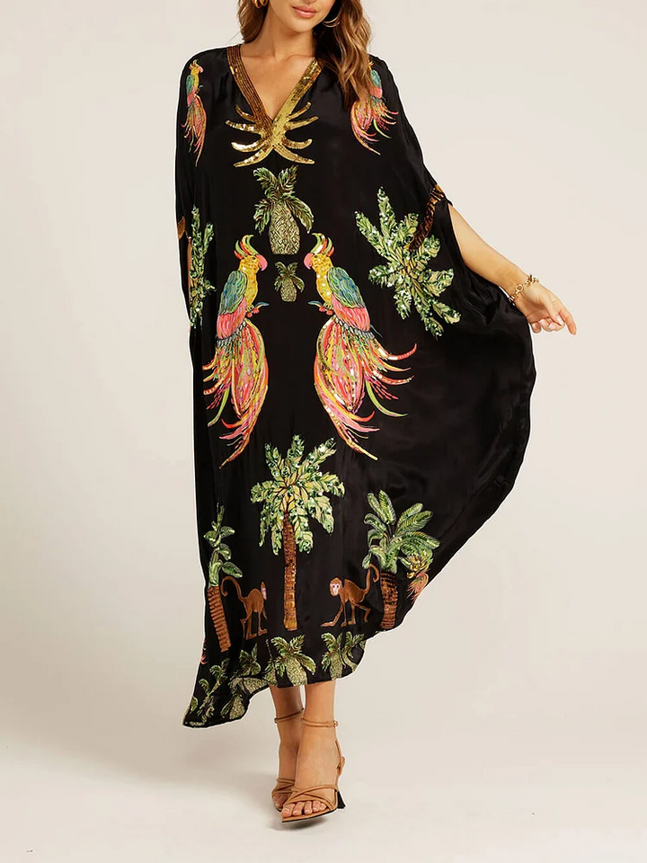 Tropical Paradise Embroidered Kaftan