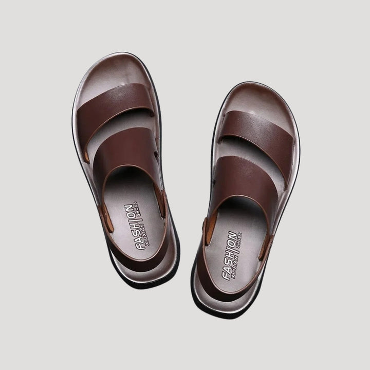 Men's leather slide sandals – slip on open toe
