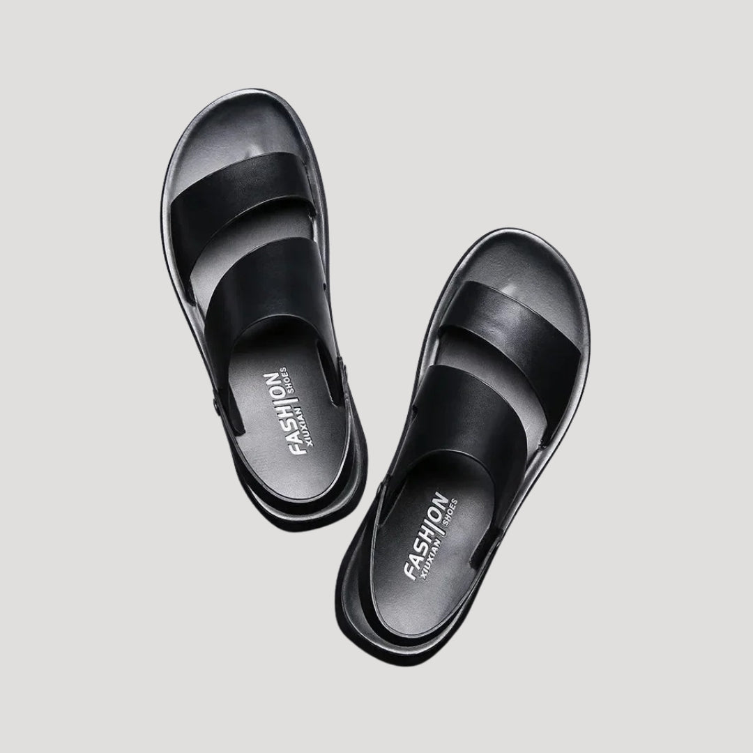 Men's leather slide sandals – slip on open toe