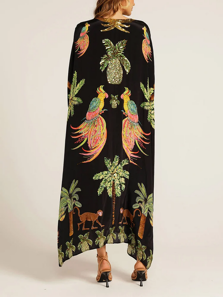 Tropical Paradise Embroidered Kaftan
