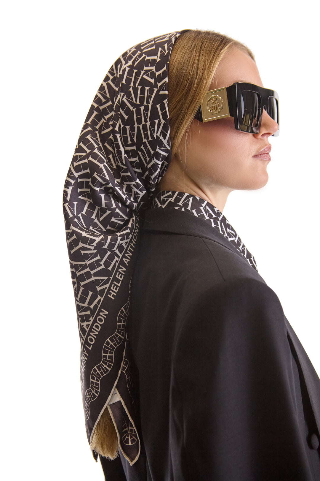 Helen Anthony Initial Twill Silk Scarf