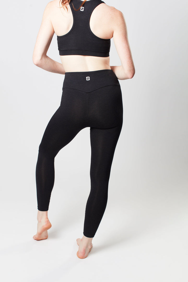 High Waisted Leggings - Marl Black