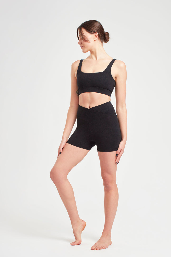 Wrap Biker Shorts - Marl Black