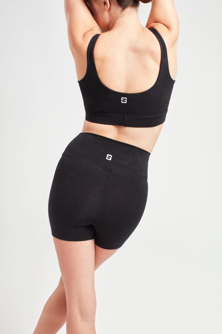 Wrap Biker Shorts - Marl Black