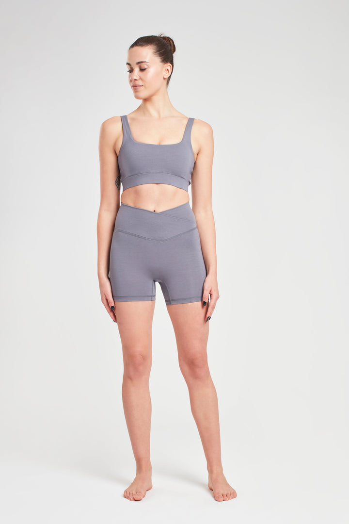 Wrap Biker Shorts - Pearl Grey