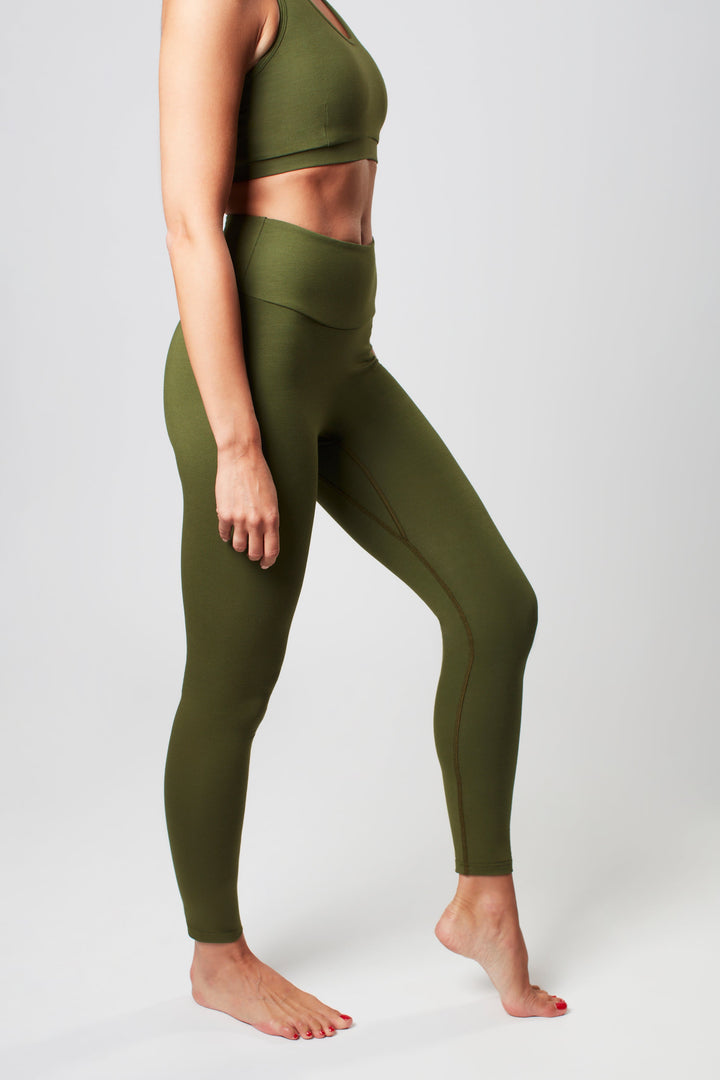 High Waisted Leggings - Earth Khaki